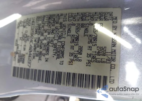 2004 Nissan Frontier Xe-V6 из США, поврежденный, VIN 1N6ED29X24C404697